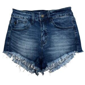 KANCAN Girlfriend High Rise Frayed Hem Stretch Jean Shorts - Size 25
